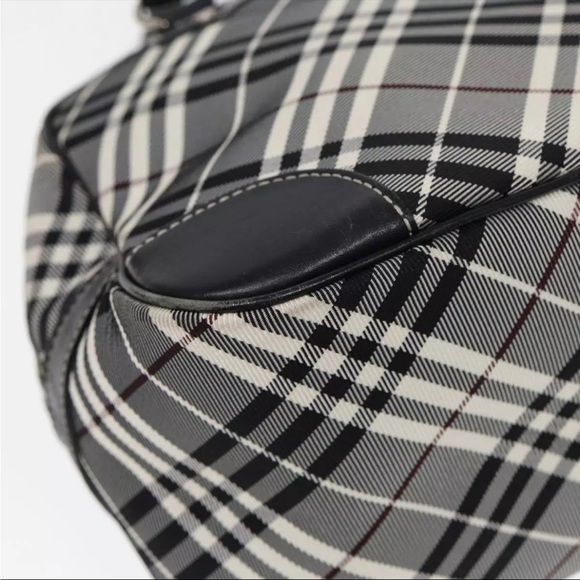 BURBERRY Nova Check Blue Label Hand Bag Nylon Black Silver - EUC - Picture 6 of 13